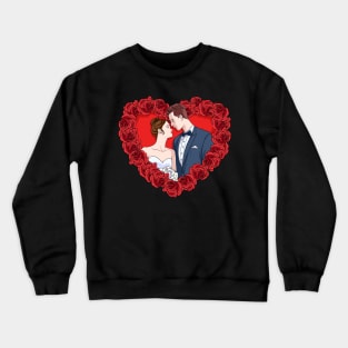 Married Couple Heart Roses Happy Valentines Day Gift Crewneck Sweatshirt